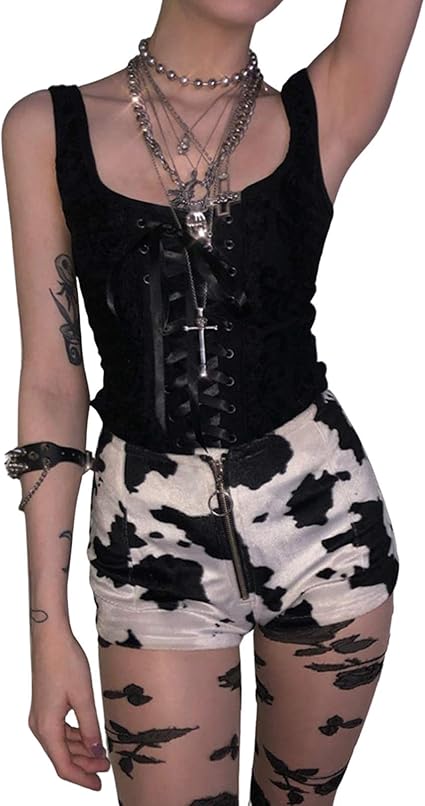 Womenâs Corset Crop Top Sexy Bandage Push Up Bustier Vintage Lace Ruffled Tank Vest Top Gothic 