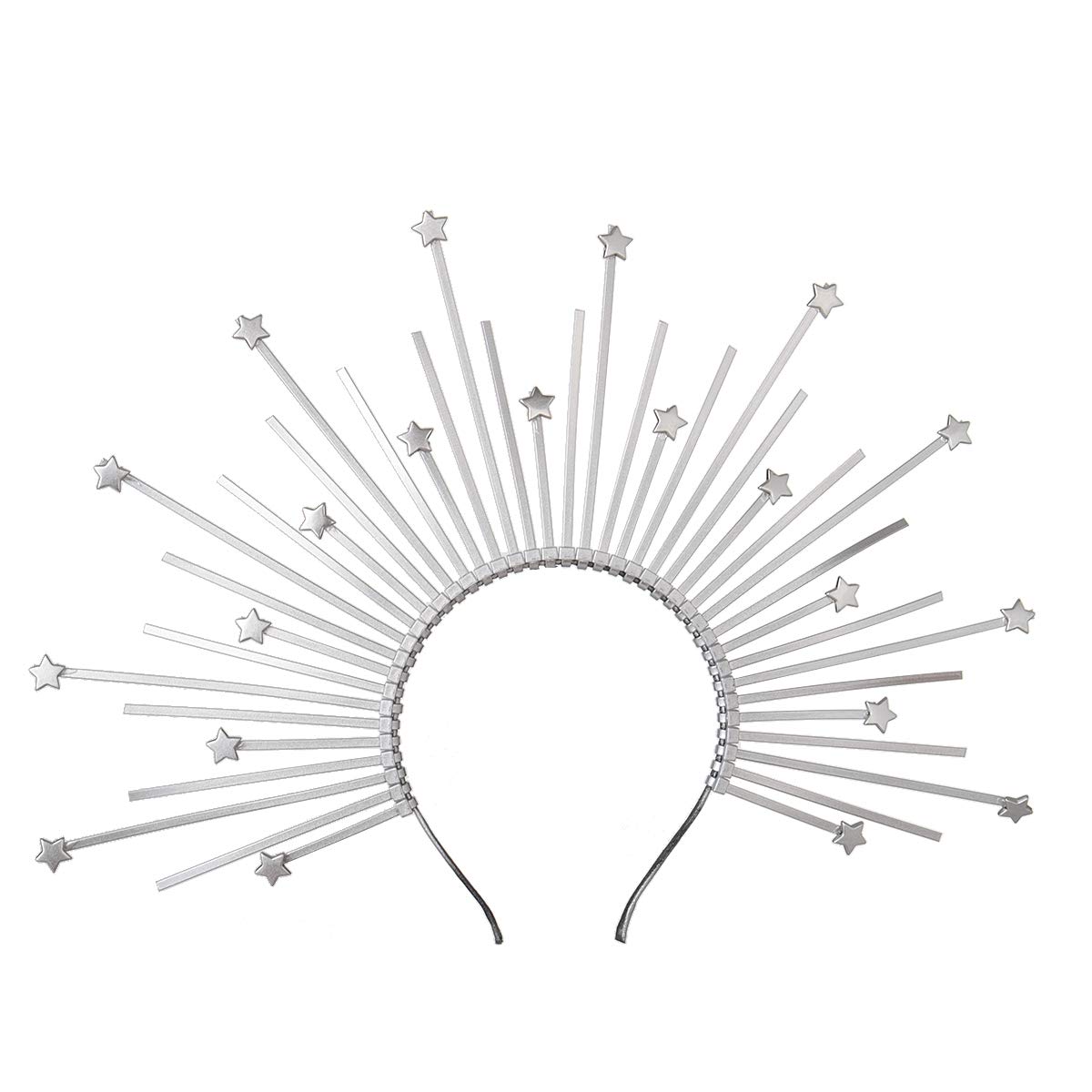 GRACEART Sunburst Halo Gold Crown Headband Costume Party Hair Accessories (B-silver) — image 1