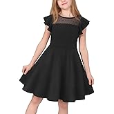 Little Bitty Girls Dress Summer Wedding Guest Ruffle Sleeve Mesh A Line Casual Skater Party Dresses with Pockets 3-8 Years