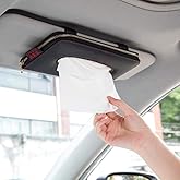 Cartisen Car Tissue Holder, Sun Visor Tissue Holder, Car Visor Napkin Holder, PU Leather Backseat Tissue Case Holder for Auto Vehicle with Zipper (Black)