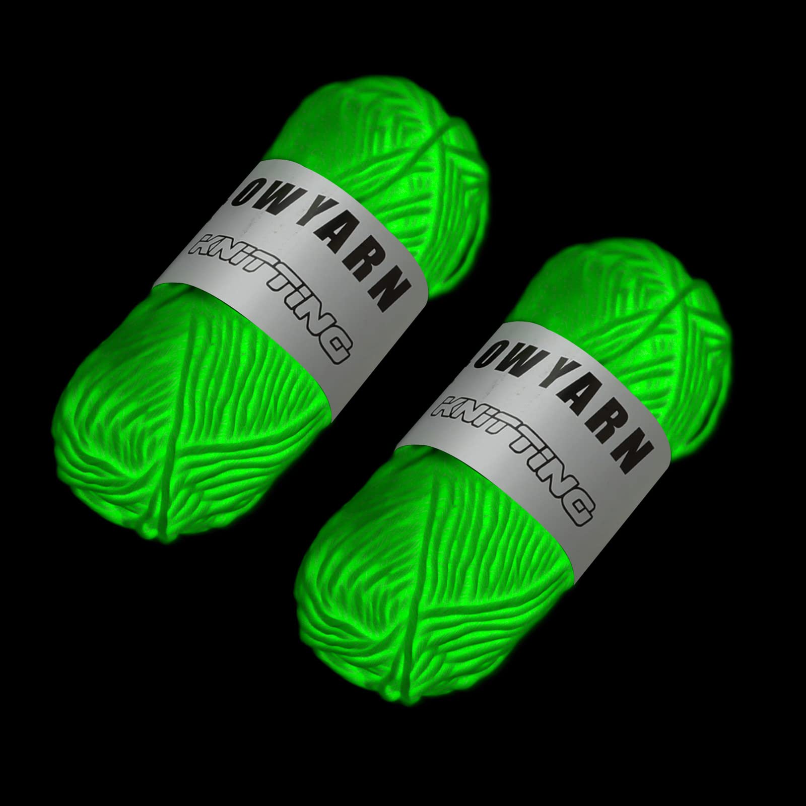 2 Rolls Glow in The Dark Yarn, DIY Chunky Yarn Super Bundle Yarn for Hand Knitting, Thick Light Yarn for Crochet, Neon Green Yarn Lime Green Sewing for Beginners Art Crafts Party Decorations