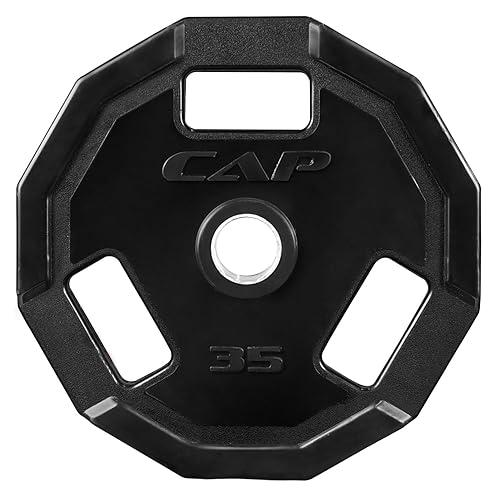 CAP Barbell 35 Lb 12-Sided Rubber Coated Olympic Weightlifting Grip Plate – Single
