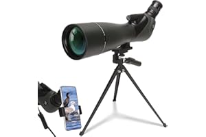 YEE Spotting Scope for Hunting, Target Shooting, Bird Watching, 25-75x80 HD Spotter Scope with Tripod, Fully Multi-Coated Optics BAK4 IPX5 Waterproof for Wildlife Viewing with Phone Adapter, Carrying Bag