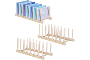 Youdaju 3 Pack Stained Glass Organizer Wooden Dish Plate Rack Wooden Dish Plate Stand Stained Glass Holder Space Saving Wooden Drying Rack Baby Bottle Drying Rack, 8 Slots Organizer