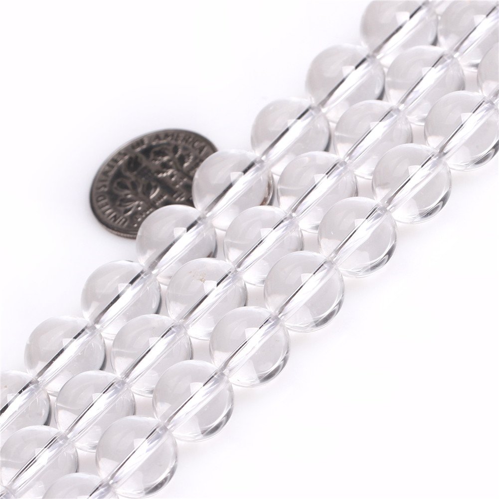 Grade natural white clear rock quartz crystal beads 15'' (white/10MM)