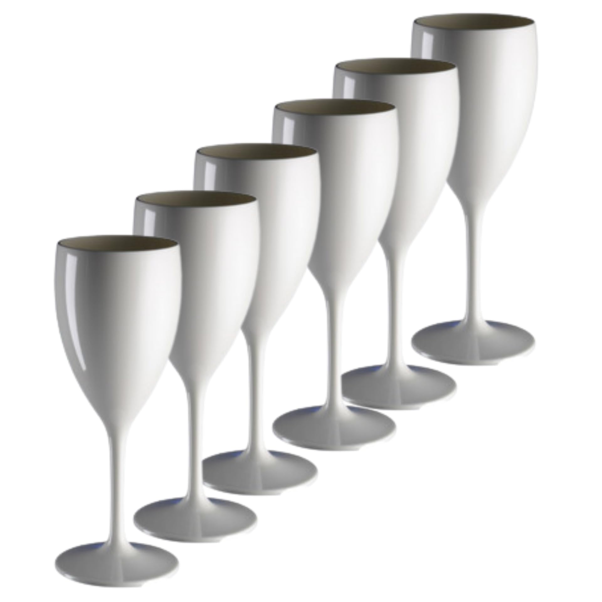AIOS Set of 6 Unbreakable Polycarbonate White Wine Glasses. Capacity 340ml.