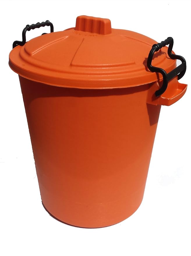 50L PLASTIC HANDLE ORANGE Garden Storage Dustbin Bin 50 Litre Refuse HEAVY DUTY Amazon.co.uk