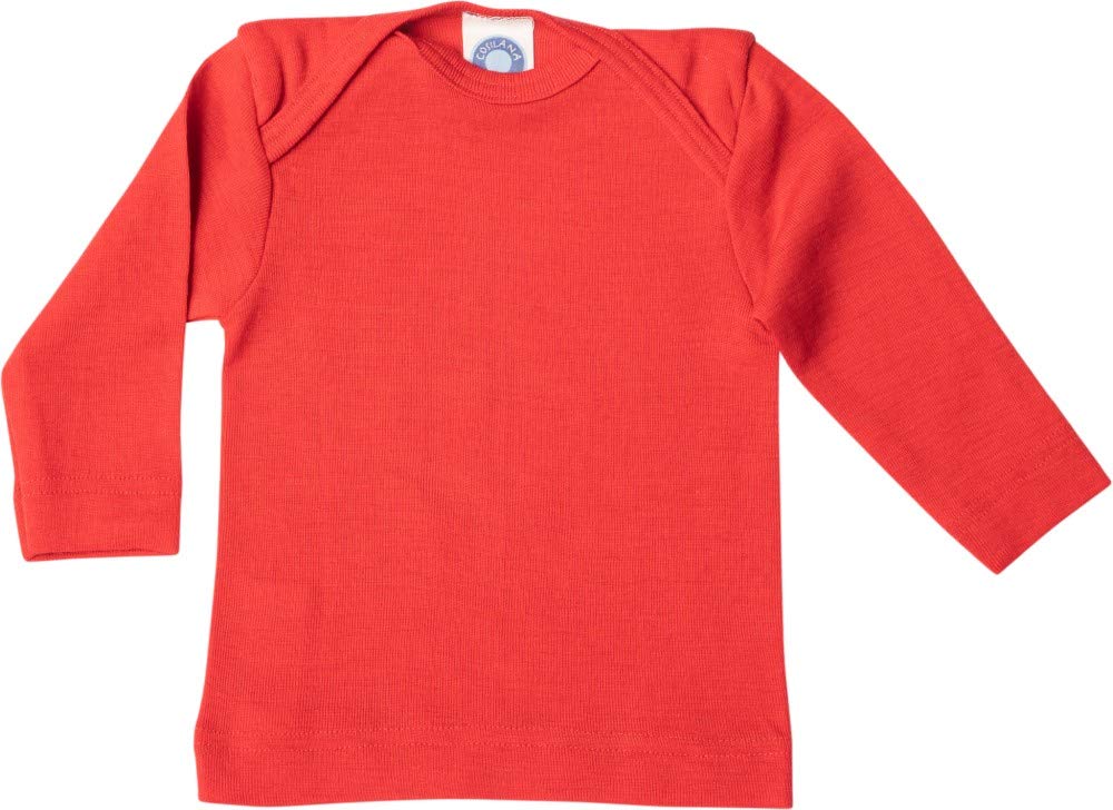 Cosilana, Baby Shirt/Undershirt, 70% Organic Wool, 30% Silk (Striped Brown-Natural, 8-15 Months (Height 28-31) (74/80))