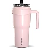 Hydrapeak Roadster 40oz Stainless Steel Tumbler Double Wall Vacuum Insulated Water Bottle With Handle And 2 in 1 Straw Lid (Seashell)