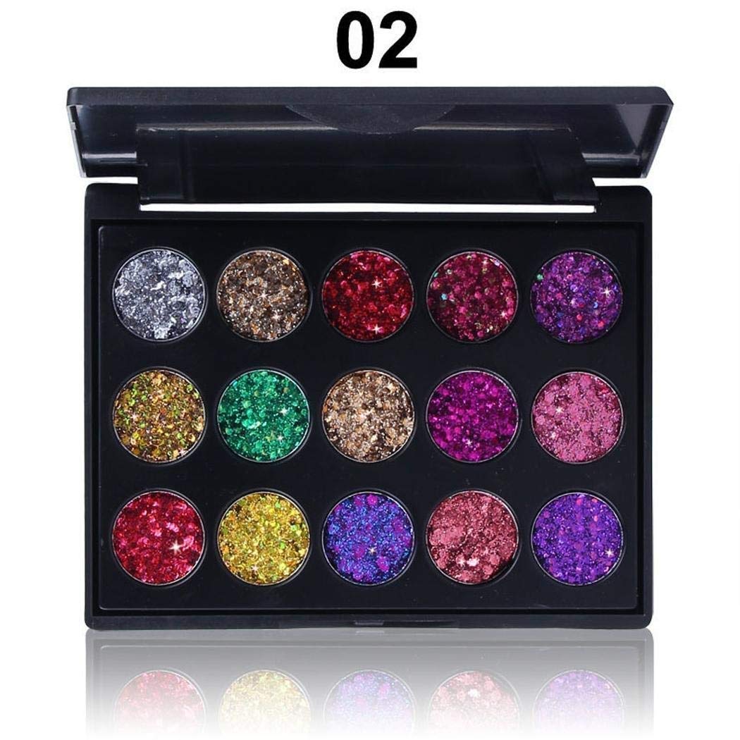 Bifast 15 Shades Eyeshadow Palette Shiny and Pigmented Mineral Pressed Powder Glitter Eyes Long Stay On Make Up Eye Shadow Shimmer Palettes (Style 2)