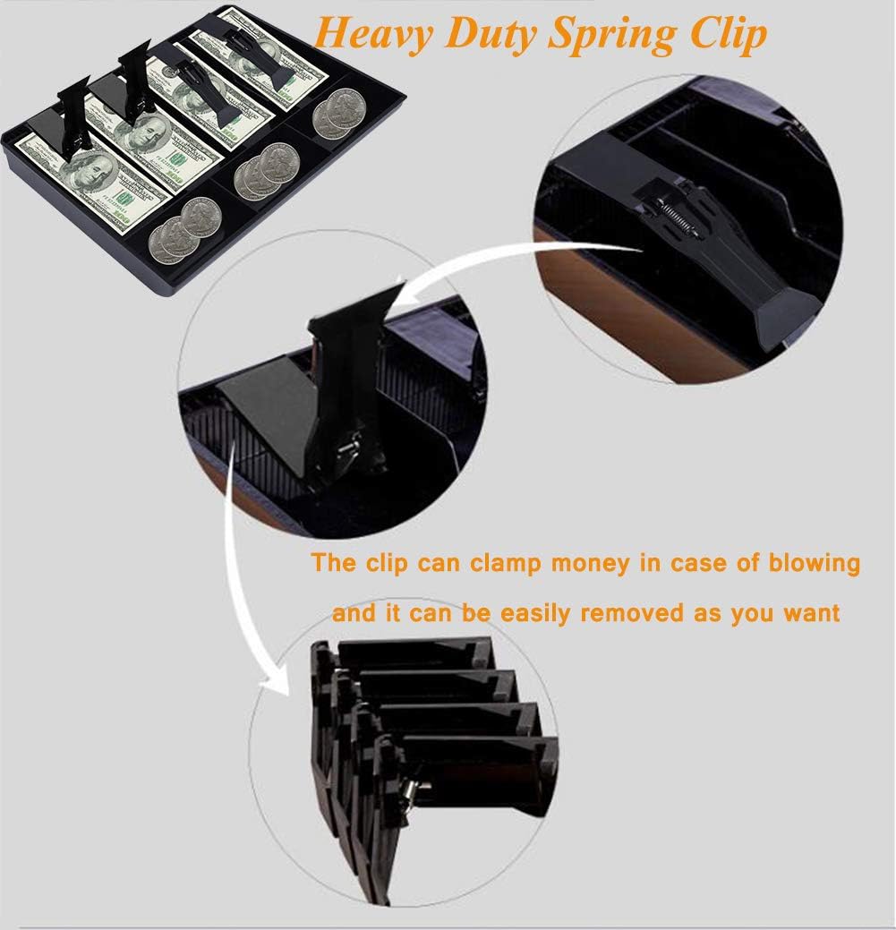 Money Tray Cash Register Drawer Insert Tray Portable Currency Till Replacement Money Organizer Storage Box with 4 Bills 3 Coins Compartments : Office Products