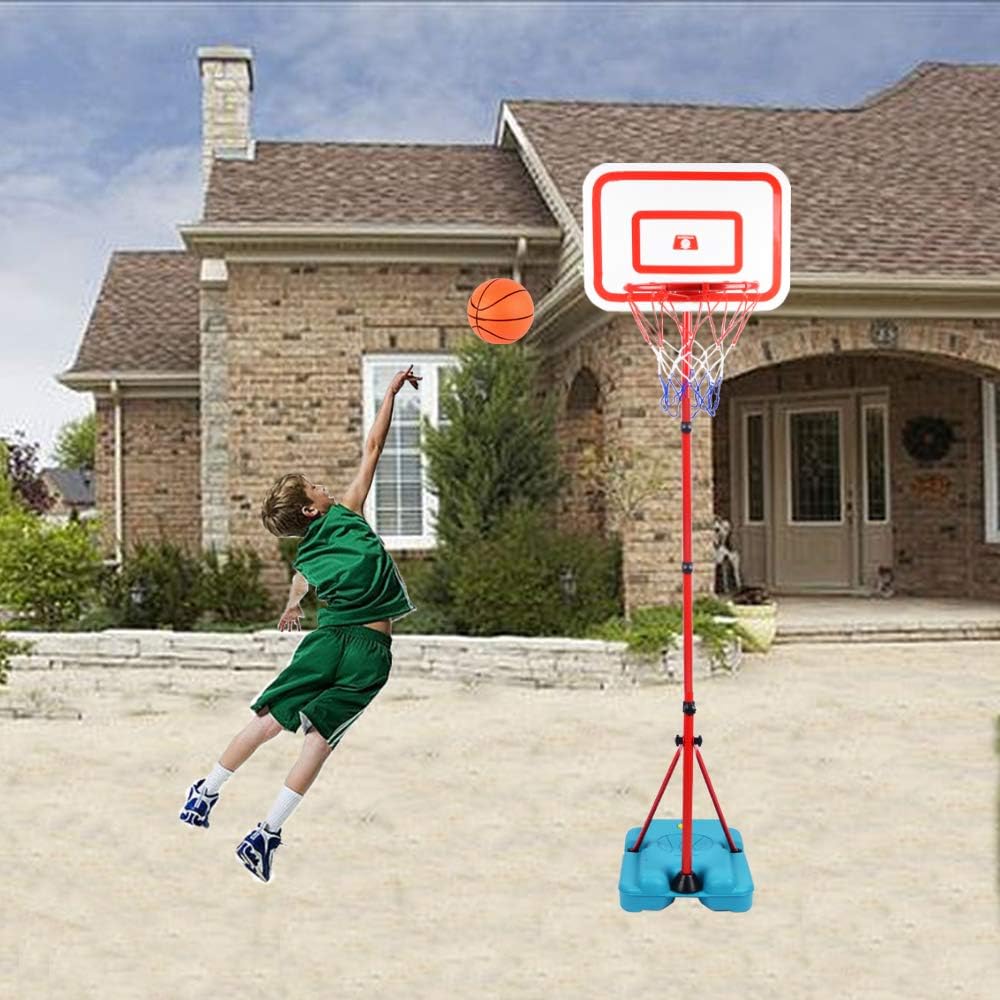 E EAKSON Kids Basketball Hoop Stand Adjustable Height 2.9 ft -6.2 ft Indoor Basketball Hoop Outdoor Toys Outside Backyard Games Mini Hoop Basketball Goal Gifts for Boys Girls Toddlers Age 3 4 5 6 7 8: Toys & Games