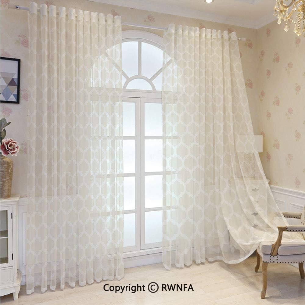 SemiSheer Curtains 95inches Long Delicate Retro Style Shaped