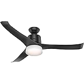 Hunter Fan Company, 59375, 54 inch Wi-Fi Symphony Matte Black Ceiling Fan with LED Light Kit and Handheld Remote, Smart Fan