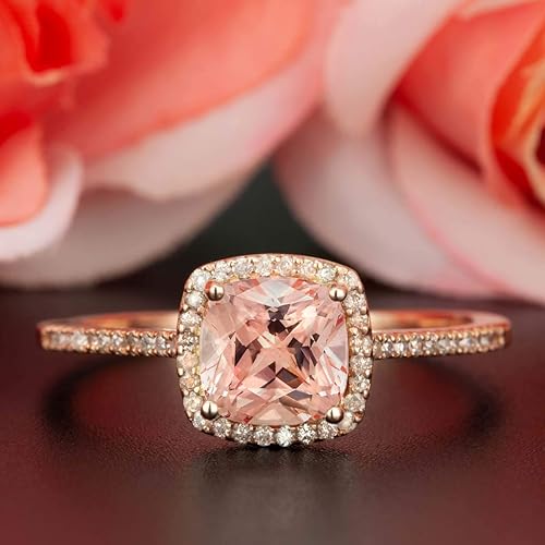 Amazon Com 1 50 Carat Cushion Cut Morganite And Diamond Halo