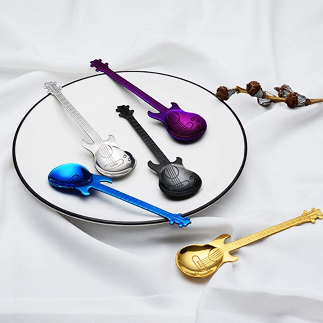 YAGOT Cuillère de guitare en acier inoxydable créatif Dessert Gâteau Thé Café Cuillère Cuisine Outil Cuillères