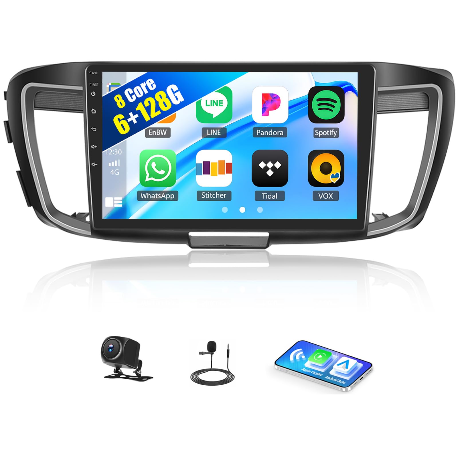 Photo 1 of [6+128G] 8-Core Android 15 Car Stereo Radio for Honda Accord 9th 2013 2014 2015 with Wireless Carplay&Android Auto,10.1 Inch Car Radio with Mirror Link Bluetooth FM/RDS WiFi GPS SWC+AHD Backup Camera