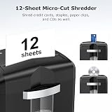 Bonsaii 12-Sheet Micro Cut Shredder C266-B Heavy Duty 60 Min 16L Bin view 3