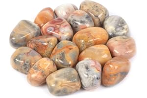 Justinstones 1/2LB Large Crazy Lace Agate Tumbled Stone Specimen Collection Pocket Worry Healing Crystal