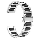 BINLUN Replacement Watch Band Stainless Steel Ceramic Watch Bracelet Polished Strap 12mm/14mm/16mm/18mm/20mm/22mm with Butterfly Buckle 6 Colors