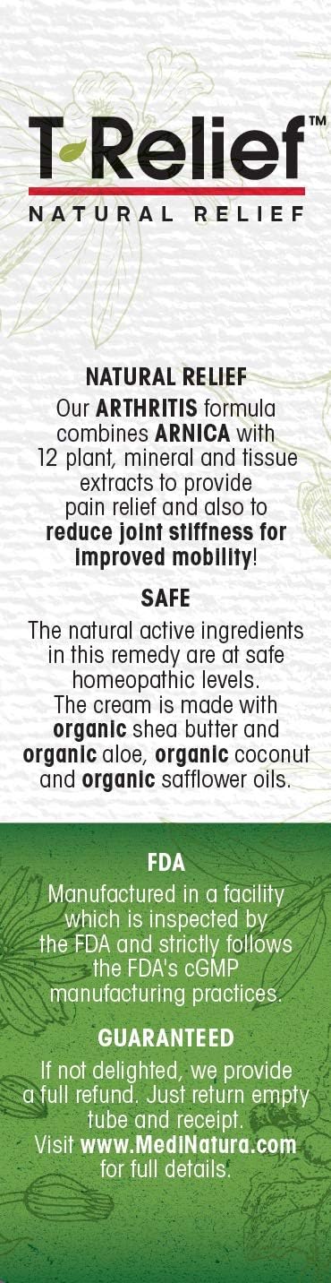 MediNatura T-Relief Arthritis Pain Relief with Arnica + 12 Active Pain Relievers- 100 Tablets: Health & Personal Care