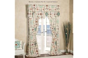 Greenland Home Cote d Azure Tailored Curtain Pair Light Cream 84 x 84