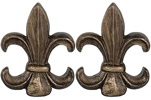 Urbanest Set of 2 Fleur de Lis Lamp Finials, 2 3/8-inch Tall, Bronze with Gold Highlight