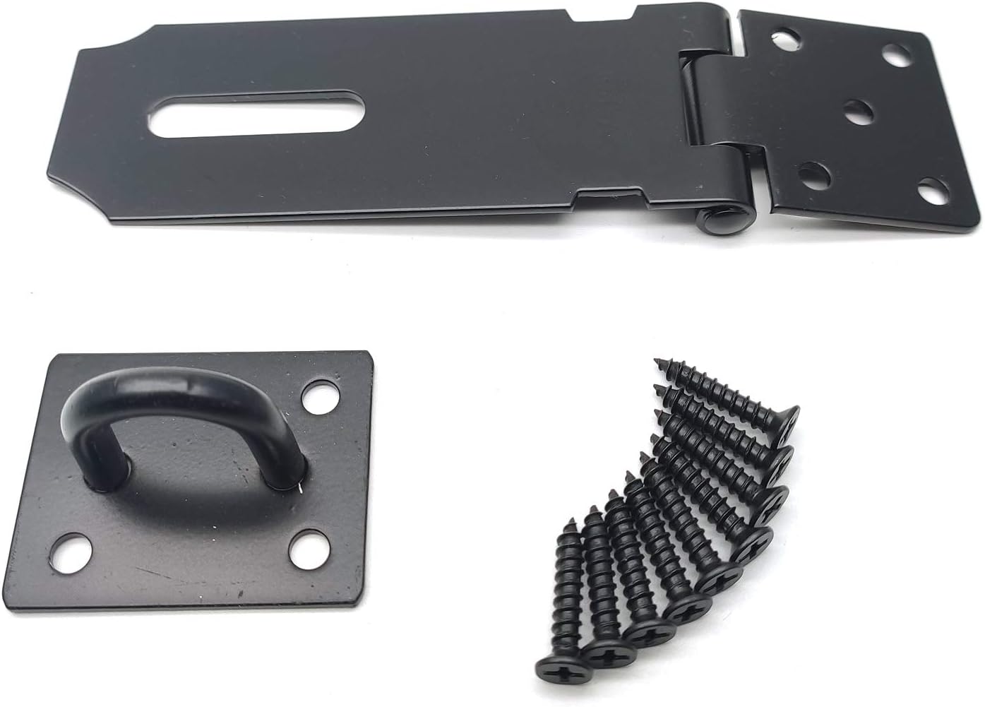 Addlike Padlock Hasp 4-Inch Door Hasp Latch 1.8mm Thickness Stainless Steel Black Set of 2 - - 