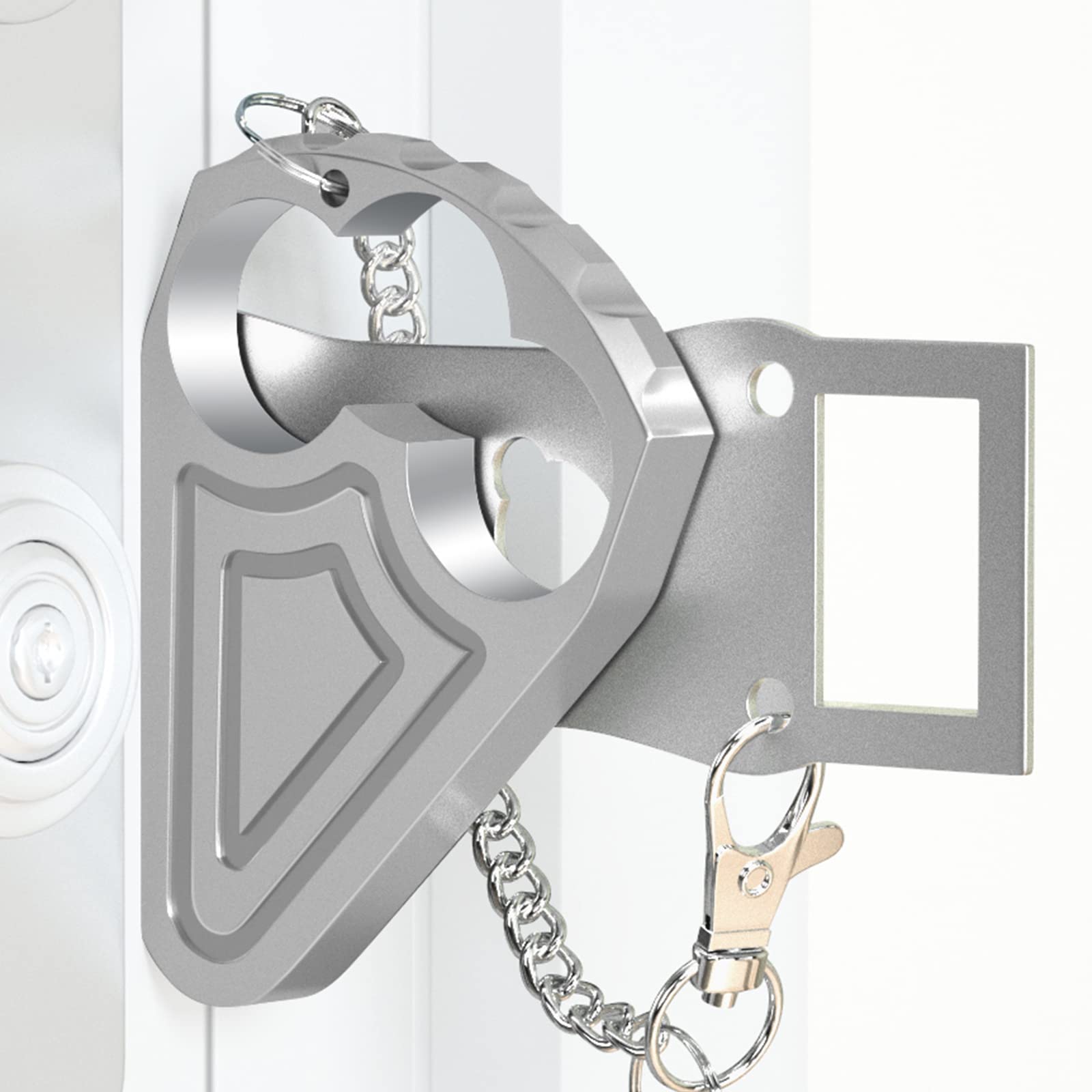 Photo 1 of Portable Door Lock for Hotel Door Safety- Metal Hotel Door Locks for Travelers Security-Travel Door Lock Latches & Bolts for Additional Safety Prevent Unauthorized Entry, Silver