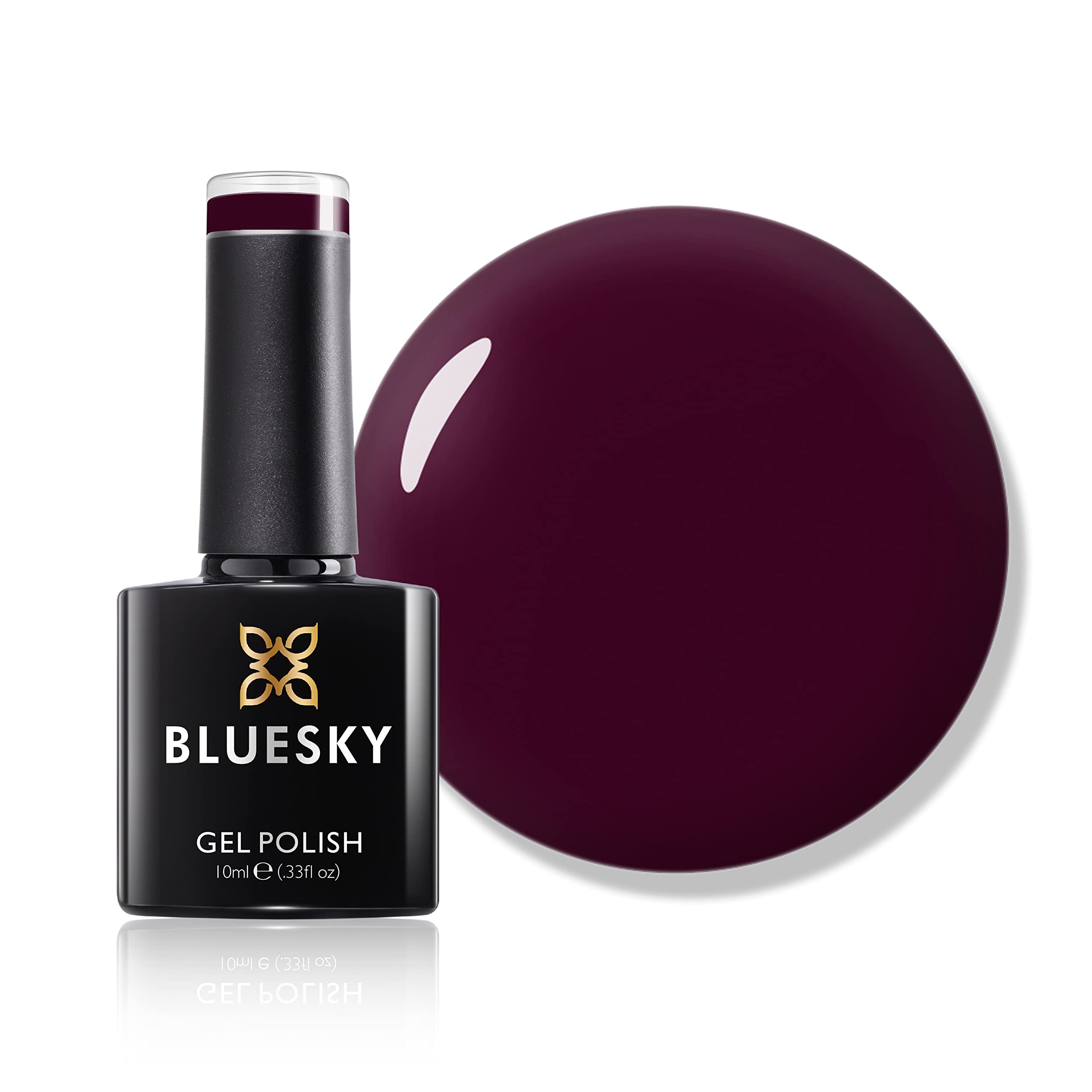 Bluesky Gel Nail Polish, Dark Maroon A072, Dark Purple, Long Lasting, Chip Resistant, 10 ml (Requires Drying Under UV LED Lamp)