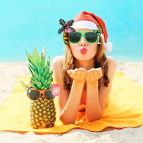 POKONBOY Luau Party Sunglasses, 8 Pack Funny Hawaiian  display picture 2