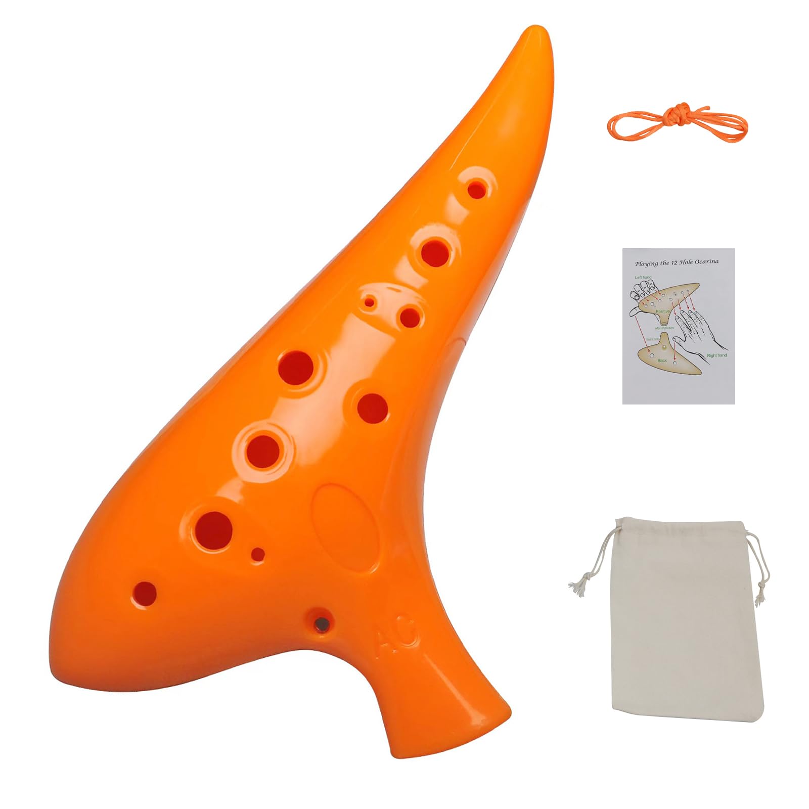 rayzm 12-Hole Alto C Ocarina, 13-Note C Major, Durable ABS Plastic Ocarina Wind Musical Instrument with Carry Bag for Beginners