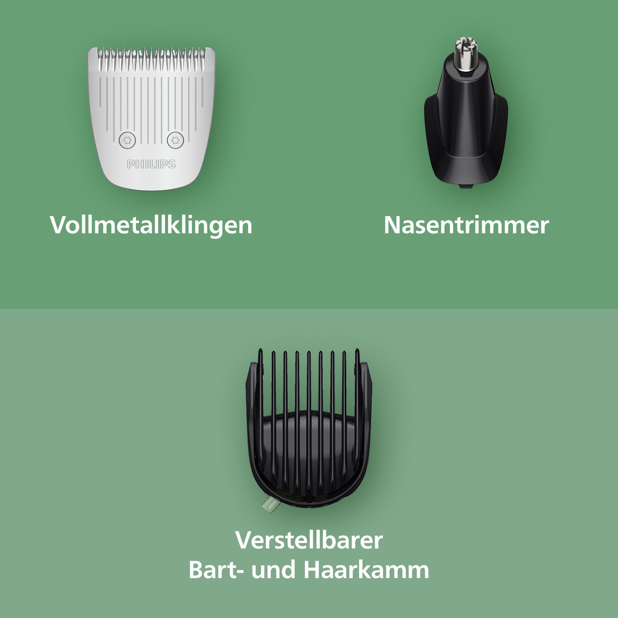 PHILIPS Multigroom Series 5000 All-in-One 10-teiliger Barttrimmer und Haarschneider für Gesicht, Kopf und Körper, selbstschärfende Metallklingen, elf Längeneinstellungen (0,5–16 mm), Modell MG5918/15 4