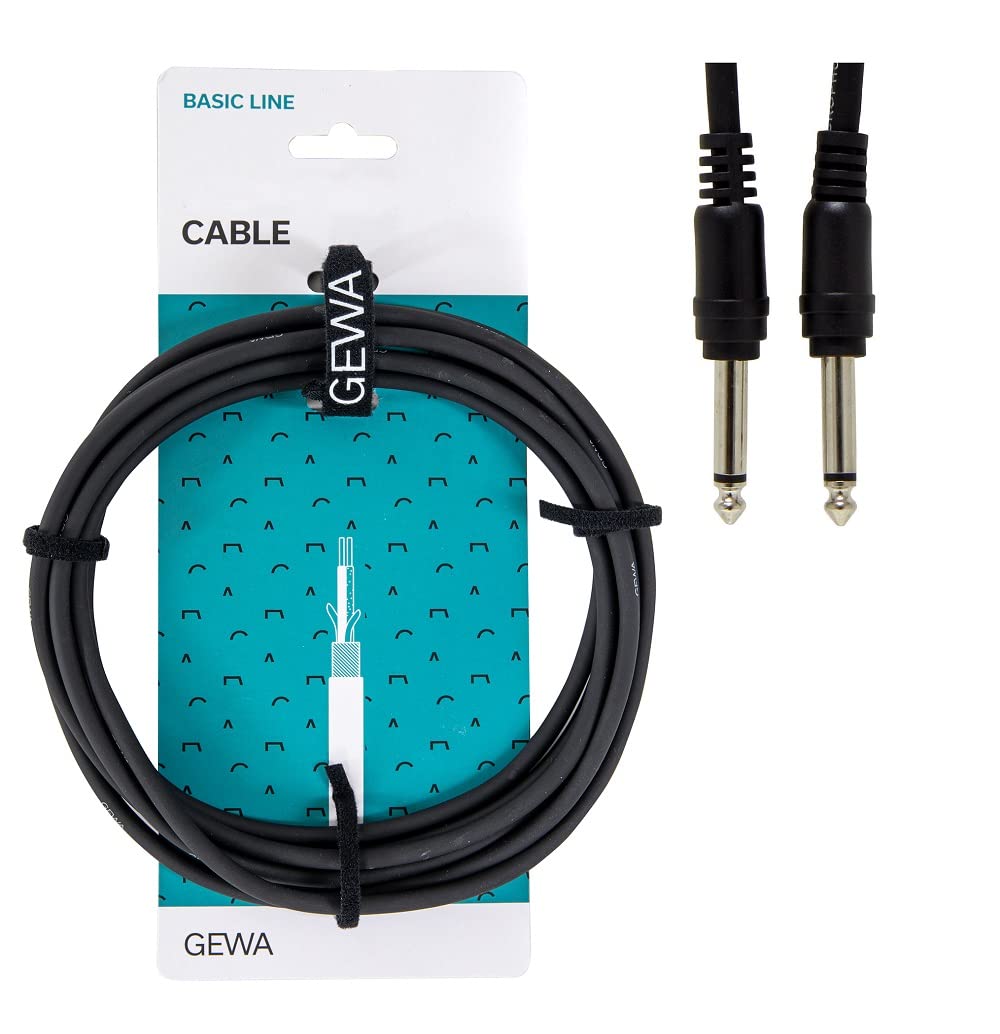 GEWA patch cable Basic Line 0.9m, black, 6.3 mm mono jack - 6.3 mm mono jack, 190315