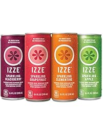 IZZE Sparkling Juice, 4 Flavor Variety Pack, Pack of 24, 8.4 oz Cans