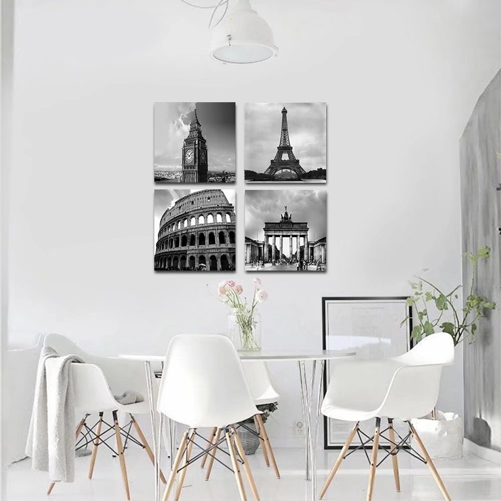 早い者勝ち 街並み 建築 建物 現代 モダンアートパネル 古いローマ建築 バリ エッフェル塔 エッフェルタワー アートフレーム アンティーク壁飾り 壁アート インテリアアート インテリア装飾絵 キャンバスアートパネル レモンツリーart ローマ風景 50cm 50cm 4点セット