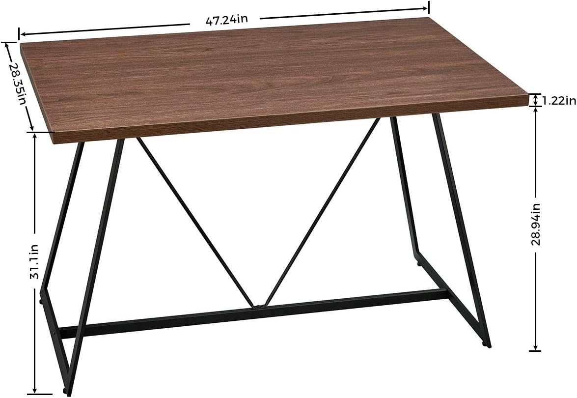 GreenForest 47" L x 29.52" W Kitchen Dining Table Computer Desk, Industrial Modern Kitchen Room Table for 4-6 People, Wooden Leisure Coffee Table, Walnut - Tables