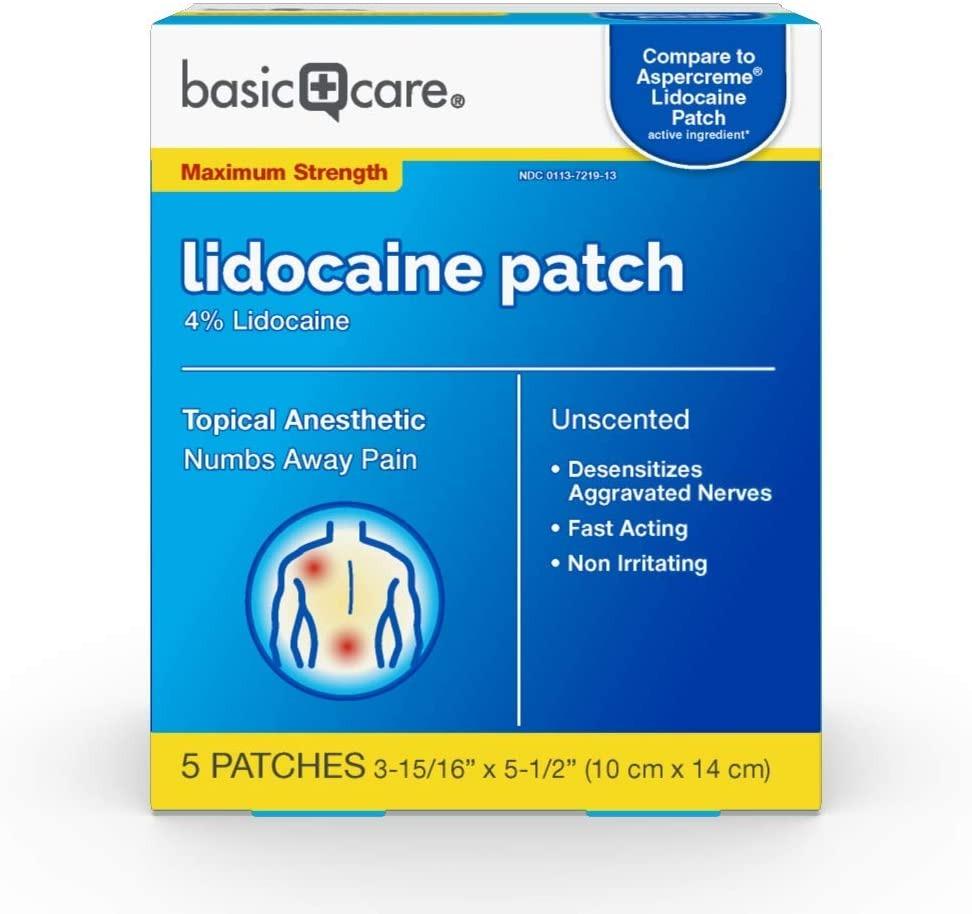 1/mo Finance Amazon Basic Care Lidocaine Patch, 4 Lidocaine, Topical Anesthetic