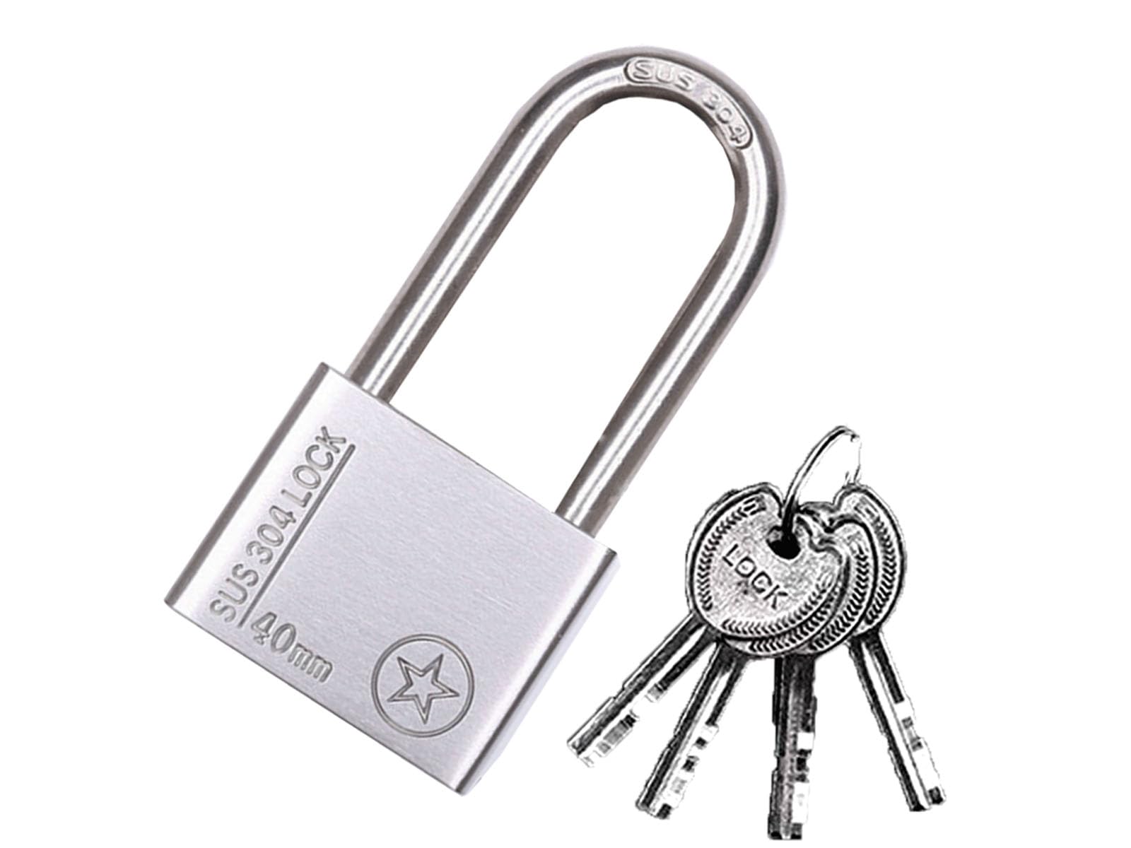 40mm Long Beam Padlock with 4 Keys,Master Padlock with Key,Locker Room Lock,Padlock with Key Outdoor,Cut Proof Lock,Suitable for Sports Gym Locker Lock with Key, toolboxes,Doors, Fence