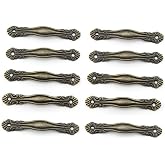 Dophee 10Pcs Antique Brass Pull Handles – For Jewelry Boxes, Drawers, Cabinets – Vintage Style
