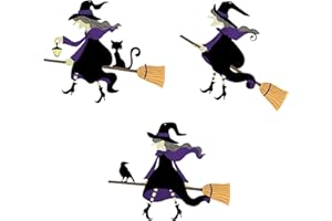 Manortang Witch Halloween Decoration, Magic Witchs Holding Broom Metal Witch Decor, Halloween Outdoor Hanging Decoration, Wall Art for Indoor Outdoor Garden Yard Halloweenday Party Decor