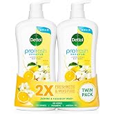 Dettol ProFresh Anti-Bacterial Body Wash, Jasmine &amp; Yuzu Scent, 900g per Bottle (Pack of 2, Total 1800g) - Refreshing &amp; Hydrating, Kills 99.9% of Germs, pH Balanced