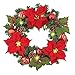 Lighted Christmas Poinsettia Evergreen Wreath