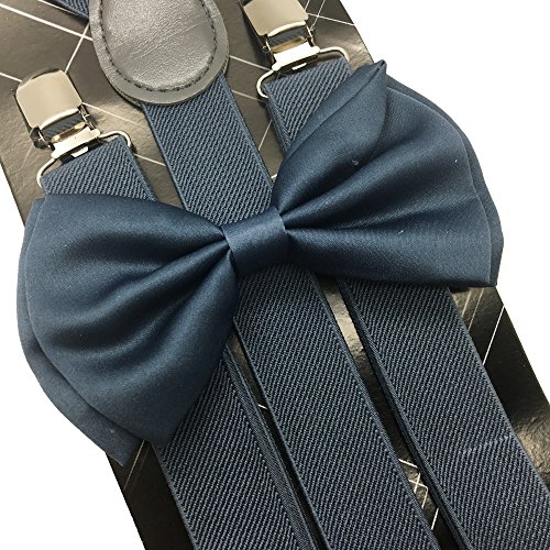 Dark Grey Color Wedding Accessories Adjustable Bow Tie & Suspenders