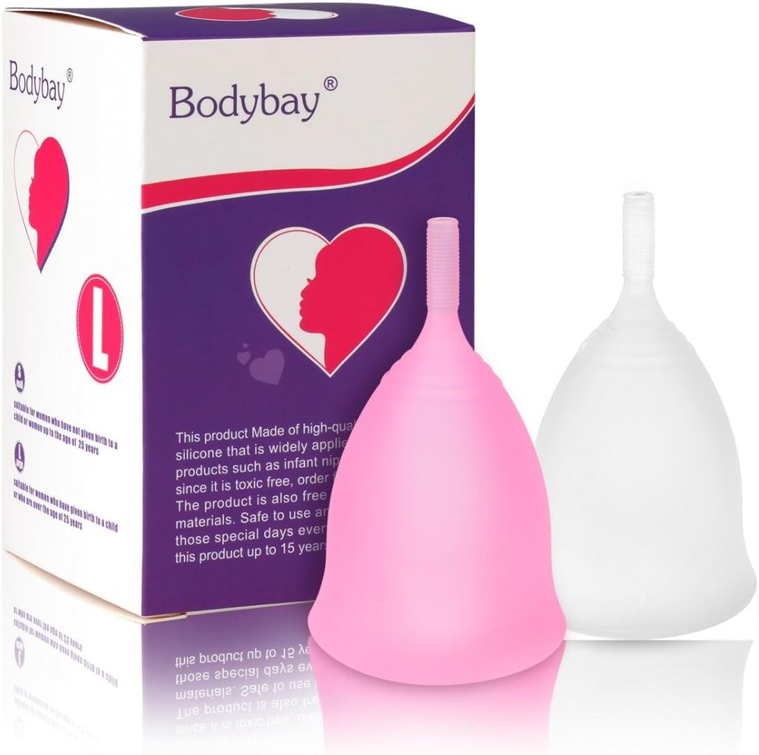 Bodybay Menstrual Cups is Better Than Hands Down!Say Goodbye to Tampons.Choose Bodybay Cups for Menstrual(Set of 2 Cup,White and Pink) (Small)