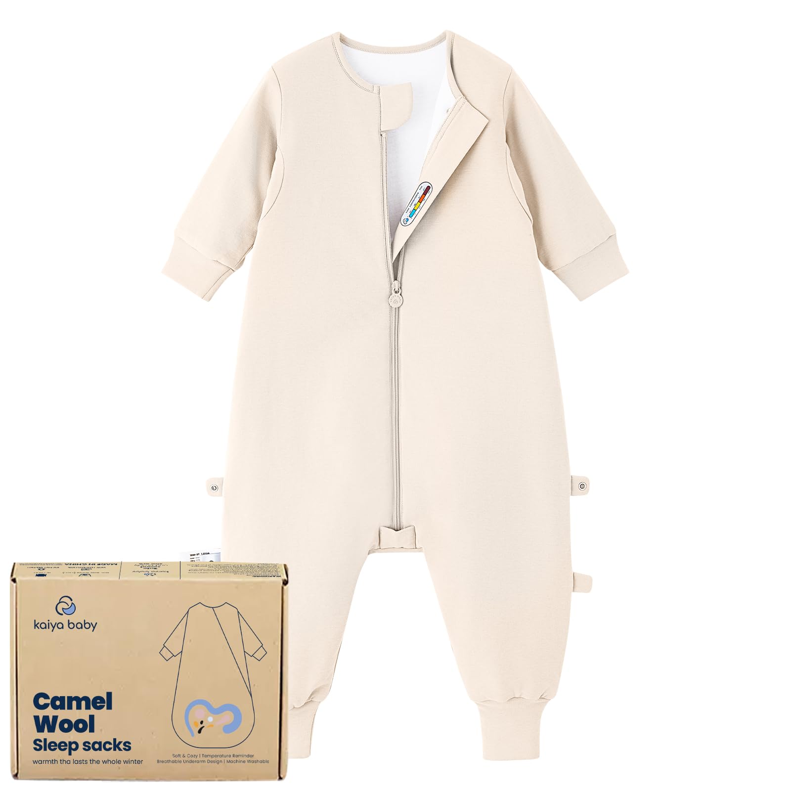 kaiya baby unisex toddler sleep sack with feet 1.0 tog split legs sleep sack 18-36 months, sleep bag