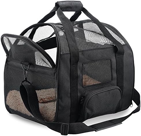 Pet Carrier Airline Approved Cat Carrier Soft-Sided &amp; Portable &amp; Under Seat Travel Bag with Fleece Pad Durable &amp; Premium Mesh Carrier For Cats, Dogs, and Small Pets - 18"L x 10"W x 13"H (L)