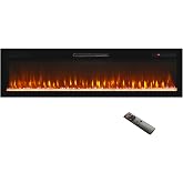 Innoflame 62 Inch Electric Fireplace Ultra-Thin, Wall Mounted &amp; Recessed Linear Fireplace Heater with Remote, 16 Flame Colors &amp; 5 Brightness, 750/1500W, Timer, Thermostat for Living Room Bedroom