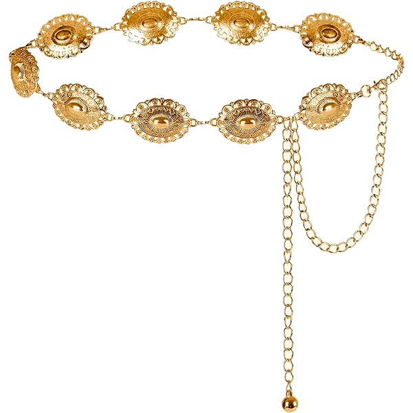 FOCAST Western Chain Belt Cowgirl Belts for Women Gold Chain