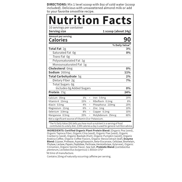 GARDEN OF LIFE ORGANIC PLANT PROTEIN SMOOTH COFFEE POWDER, 10 SERVINGS – VEGAN, GRAIN FREE & GLUTEN FREE PLANT BASED PROTEIN SHAKE WITH ARABICA COFFEE, 1 BILLION CFU PROBIOTICS & ENZYMES, 15G PROTEIN
